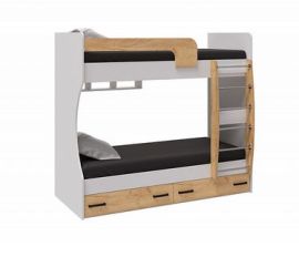 Детская Лючия Кровать двухъярусная с 2мя ящ. (800*1860) Белый/Дуб Крафт золотой | подробнее Детская Лючия Кровать двухъярусная с 2мя ящ. (800*1860) Белый/Дуб Крафт золотой | фото